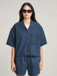 G-Star Koszula dżinsowa w kolorze granatowym rozmiar: XL. Niebieskie koszule G-Star, xl, bez wzorów, z bawełny, retro, bez kołnierzyka, bez ramiączek. Za 184.46 zł.
