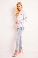 Bluzka we Niebieskie Wzory z Szerokim Rękawem 7/8. Niebieskie bluzki Lou-Lou, l, bez wzorów, z elastanu, bez kołnierzyka, bez ramiączek. Za 122.90 zł.