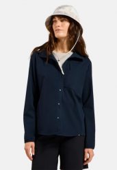 Koszula z długim rękawem damska ODLO Shirt l/s TRANSITION SOFTSHELL. Niebieskie koszule Odlo, l, bez wzorów, z materiału, bez kołnierzyka, bez ramiączek. Za 539.99 zł.