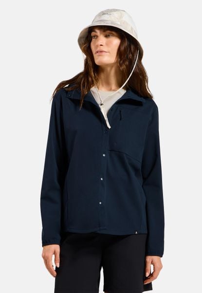 Koszula z długim rękawem damska ODLO Shirt l/s TRANSITION SOFTSHELL. Niebieskie koszule Odlo, l, bez wzorów, z materiału, bez kołnierzyka, bez ramiączek. Za 539.99 zł.