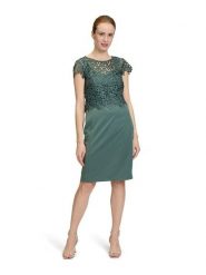 Vera Mont Sukienka w kolorze zielonym rozmiar: 42. Zielone sukienki Vera Mont, bez wzorów, z koronki, bez kołnierzyka, bez ramiączek, mini. Za 295.99 zł.