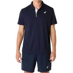 Polo Asics Court. Niebieskie koszulki polo Asics, s, bez wzorów, z materiału, bez kołnierzyka, bez ramiączek. Za 224.85 zł.