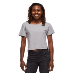 Koszulka turystyczna damska Black Diamond Pivot T-shirt. Szare bluzki Black Diamond, xl, bez wzorów, bez kołnierzyka, bez ramiączek. Za 190.50 zł.