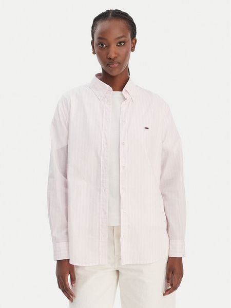 Tommy Jeans Koszula DW0DW22211 Różowy Regular Fit. Czerwone koszule Tommy Jeans, m, bez wzorów, z bawełny, bez kołnierzyka, bez ramiączek. Za 329.99 zł.