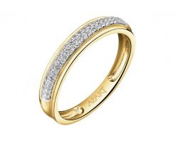 Pierścionek z żółtego złota z diamentami - 0,11 ct - próba 585. Żółte pierścionki Apart, z diamentem, złote. W wyprzedaży za 2,093.00 zł.