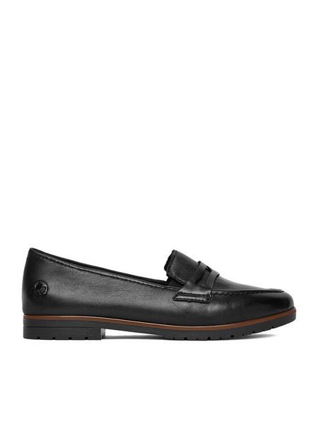 Rieker Lordsy 45300-02 Czarny. Czarne lordsy Rieker, bez wzorów, ze skóry, bez obcasa, bez zapięcia. Za 349.99 zł.