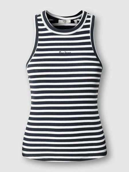 Pepe Jeans Top "Marian" w kolorze czarno-białym rozmiar: L. Białe topy Pepe Jeans, l, bez wzorów, z jeansu, bez kołnierzyka, bez ramiączek. Za 81.95 zł.