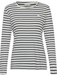 Kaffe Koszulka "Liddy" w kolorze granatowo-kremowym rozmiar: XXL. Brązowe bluzki Kaffe, xxl, bez wzorów, bez kołnierzyka, bez ramiączek. Za 83.62 zł.