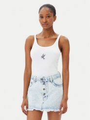 One Teaspoon Top Fine 26605 Biały Slim Fit. Białe topy One Teaspoon, xs, bez wzorów, z bawełny, bez kołnierzyka, bez ramiączek. Za 129.99 zł.