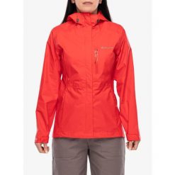 Kurtka przeciwdeszczowa damska Columbia Pouring Adventure III Jacket. Czerwone kurtki sportowe Columbia, bez wzorów, bez kaptura, trekkingowe. Za 403.69 zł.