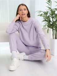 Bluza ze ściągaczami - fioletowy. Fioletowe bluzy Sinsay, l, bez wzorów, z bawełny, bez kaptura. Za 29.99 zł.