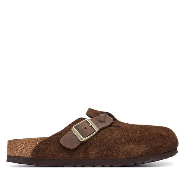 Klapki Birkenstock. Brązowe klapki Birkenstock, bez wzorów, bez obcasa. Za 719.99 zł.