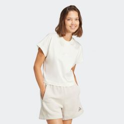 Koszulka ADIDAS ALL SZN. Białe koszulki sportowe Adidas, bez wzorów, z bawełny, bez ramiączek. Za 129.99 zł.