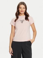 Guess T-Shirt V4YI21 KCDH1 Różowy Slim Fit. Czerwone t-shirty Guess, xs, z aplikacjami, z bawełny, bez kołnierzyka, bez ramiączek. Za 119.99 zł.
