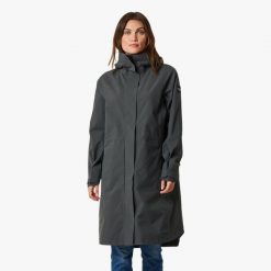 Płaszcz wiatroszczelny kobieca Swedemount Öckerö Shell Coat. Niebieskie płaszcze SWEDEMOUNT, xl, bez wzorów, z materiału, z kapturem. Za 699.99 zł.