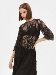Maryley Bluzka 23IB731/82NE Czarny Regular Fit. Czarne bluzki Maryley, s, bez wzorów, z syntetyku, bez kołnierzyka, bez ramiączek. Za 199.99 zł.