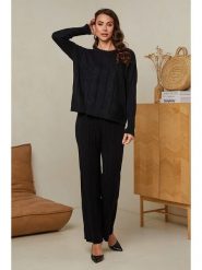 Soft Cashmere 2-częściowy zestaw w kolorze czarnym rozmiar: 34/36. Czarne spodnie materiałowe Soft Cashmere, na co dzień, bez wzorów, z materiału, z standardowym stanem. Za 140.20 zł.