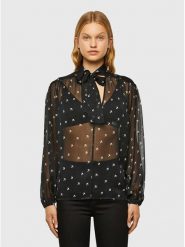 Diesel Clothes Koszula w kolorze czarno-białym rozmiar: M. Czarne koszule Diesel Clothes, m, bez wzorów, bez kołnierzyka, bez ramiączek. Za 180.06 zł.