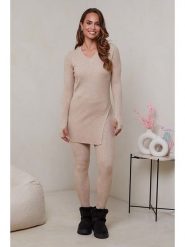 Soft Cashmere 2-częściowy zestaw w kolorze beżowym rozmiar: 38/40. Brązowe swetry Soft Cashmere, bez wzorów, ze splotem, bez ramiączek. Za 145.45 zł.