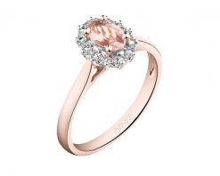 Pierścionek z różowego złota z diamentami i morganitem - próba 585. Czerwone pierścionki Apart, z diamentem, złote. Za 2,990.00 zł.