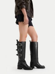 G-Star Raw Kozaki EO-GUNES-4772-25 Czarny. Czarne kozaki G-Star, ze skóry, bez obcasa, na słupku, bez zapięcia. Za 699.99 zł.