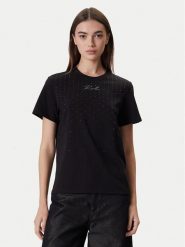 KARL LAGERFELD T-Shirt A4W17050 Czarny Regular Fit. Czarne t-shirty KARL LAGERFELD, s, bez wzorów, z bawełny, bez kołnierzyka, bez ramiączek. Za 429.99 zł.