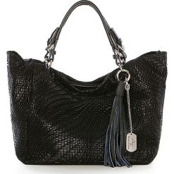 Skórzany shopper bag w kolorze czarnym - 42 x 30 x 20 cm. Czarne shopper Anna Morellini, bez wzorów, z materiału, na ramię, bez dodatków. W wyprzedaży za 351.95 zł.