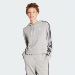Bluza z kapturem Essentials 3-Stripes Animal Print Relaxed. Szare bluzy Adidas, m, bez wzorów, z kapturem. W wyprzedaży za 239.50 zł.