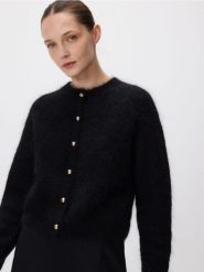 Kardigan z moherem - czarny. Czarne kardigany Reserved, l, bez wzorów, z dzianiny. Za 299.99 zł.