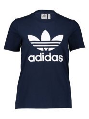 Adidas Koszulka "Trefoil" w kolorze granatowym rozmiar: 34. Niebieskie bluzki Adidas, bez wzorów, bez kołnierzyka, bez ramiączek. Za 61.46 zł.