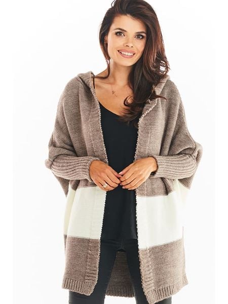 Awama Kardigan w kolorze beżowo-kremowym rozmiar: onesize. Brązowe kardigany Awama, bez wzorów. Za 228.45 zł.