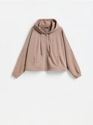 Bluza z kapturem - beżowy. Brązowe bluzy Reserved, l, bez wzorów, z bawełny, z kapturem. Za 119.99 zł.