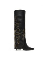 Just Cavalli Kozaki 79RA3S08 ZSD80 Czarny. Czarne kozaki Just Cavalli, ze skóry, bez obcasa, na szpilce, bez zapięcia. Za 2,069.00 zł.