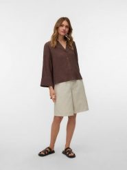 Vero Moda Bluzka w kolorze brązowym rozmiar: L. Brązowe bluzki Vero Moda, l, bez wzorów, bez kołnierzyka, bez ramiączek. Za 149.95 zł.