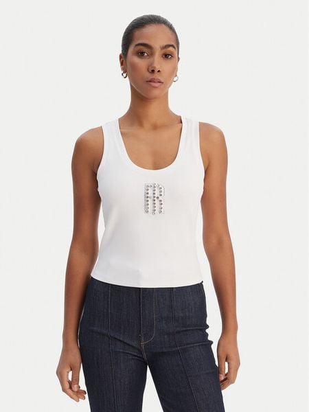 Fracomina Top FP26ST2003J42701 Biały Slim Fit. Białe topy Fracomina, xl, bez wzorów, z syntetyku, bez kołnierzyka, bez ramiączek. Za 219.99 zł.