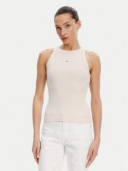 Calvin Klein Jeans Top J20J225302 Różowy Slim Fit. Czerwone topy Calvin Klein Jeans, xl, bez wzorów, z bawełny, bez kołnierzyka, bez ramiączek. Za 89.99 zł.