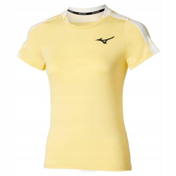 Koszulka tenisowa Mizuno Daybreakers Printed SS Tee. Żółte koszulki sportowe Mizuno, bez wzorów, bez ramiączek, tenisowe. Za 155.00 zł.