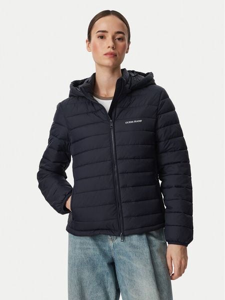 Guess Jeans Kurtka przejściowa W6YL09 W2799 Granatowy Regular Fit. Niebieskie kurtki Guess Jeans, s, z aplikacjami, z jeansu, bez kaptura. Za 539.99 zł.