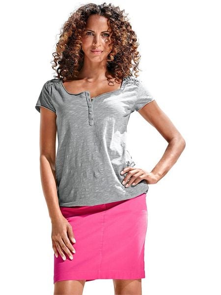 Heine Bluzka w kolorze szarym rozmiar: 48. Szare bluzki Heine, bez wzorów, z bawełny, bez kołnierzyka, bez ramiączek. Za 52.79 zł.