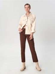 Jeansy straight high waist - brązowy. Brązowe jeansy Sinsay, l, bez wzorów, z podwyższonym stanem. W wyprzedaży za 49.99 zł.