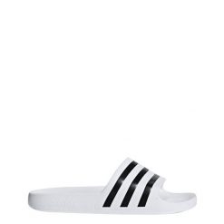 Klapki adilette Aqua. Białe klapki Adidas, bez wzorów, bez obcasa. Za 99.95 zł.