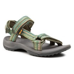 Sandały Teva. Zielone sandały Teva, bez wzorów, sportowe, bez obcasa, bez zapięcia. Za 419.99 zł.