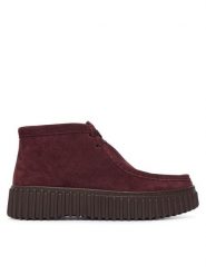 Clarks Trzewiki Torhill Moss 26329426 Bordowy. Czerwone botki Clarks, bez wzorów, ze skóry, bez obcasa, na płaskiej podeszwie, bez zapięcia. Za 519.99 zł.