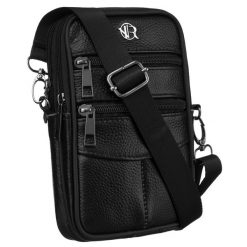 Mini torebka-saszetka Rovicky R-13207-S czarna. Czarne torby na ramię ROVICKY, bez wzorów, ze skóry ekologicznej, bez dodatków. Za 56.99 zł.