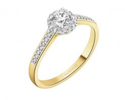 Pierścionek z żółtego złota z brylantami - 0,48 ct - próba 750. Żółte pierścionki Apart, z brylantem, złote. Za 10,990.00 zł.