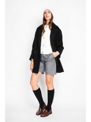 ASSUILI Płaszcz przejściowy w kolorze czarnym rozmiar: 34. Czarne płaszcze Assuili, bez wzorów, z wełny, bez kaptura. Za 413.99 zł.