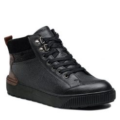 Trzewiki Go Soft. Czarne botki GO SOFT, bez wzorów, bez obcasa, na płaskiej podeszwie, bez zapięcia. Za 149.99 zł.