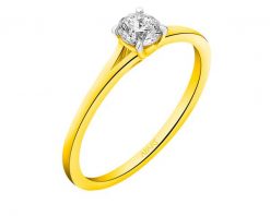 Pierścionek z żółtego złota z brylantem - 0,30 ct - próba 585. Żółte pierścionki Apart, z brylantem, złote. Za 7,490.00 zł.