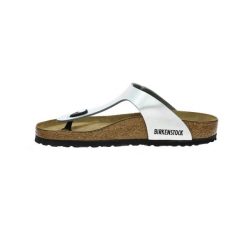 Japonki damskie Birkenstock Gizeh. Białe klapki Birkenstock, bez wzorów, z materiału, bez obcasa. Za 608.00 zł.