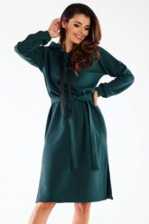 Bluzowa sukienka z kapturem bawełna premium zielona. Zielone sukienki Infinite You, na co dzień, l, bez wzorów, z bawełny, bez kołnierzyka, bez ramiączek, maxi. Za 289.00 zł.